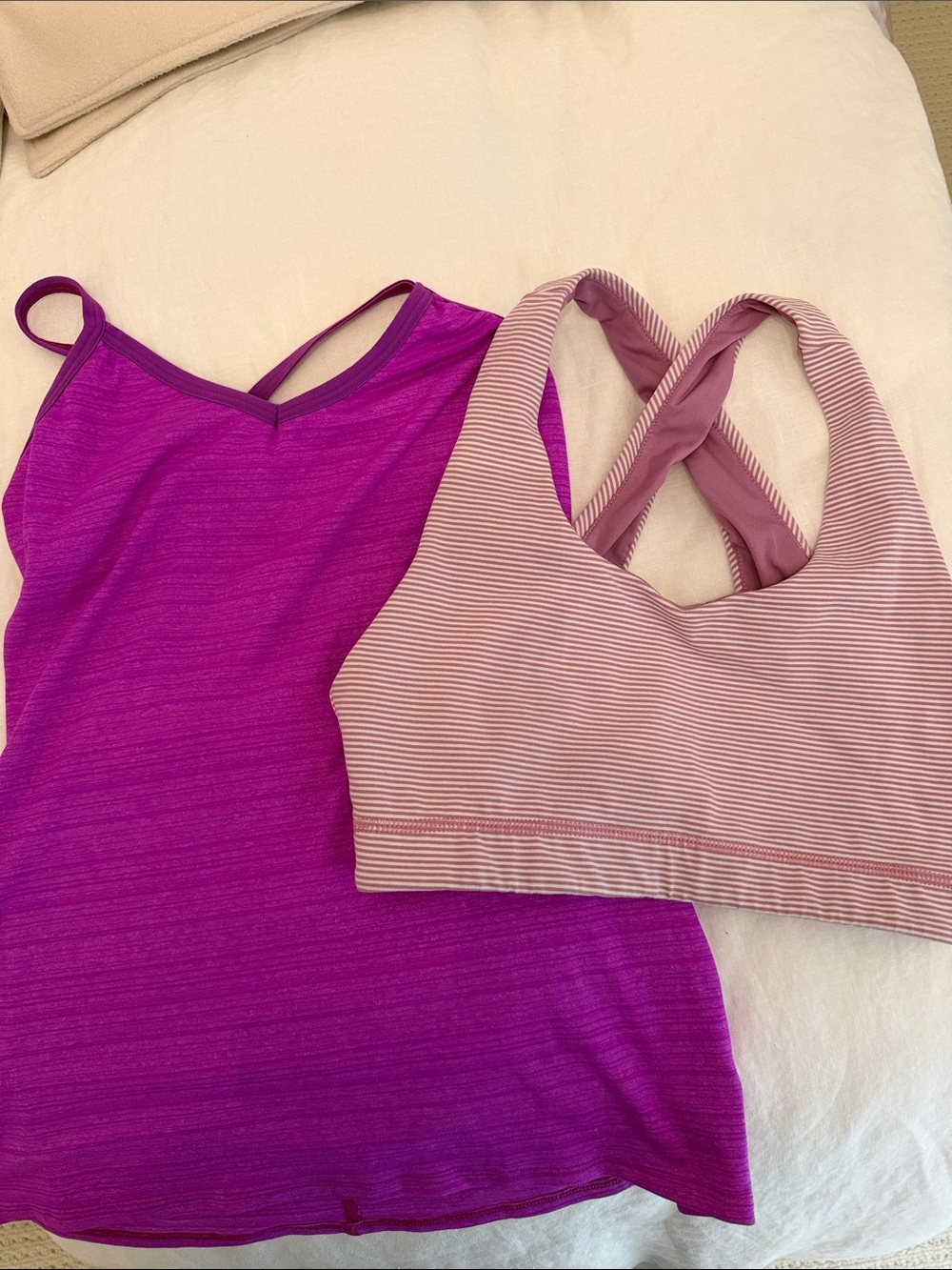 Bundle! Beyond Yoga Hot Pink Yoga and Glyder Light Purple Stripe Sport Tops